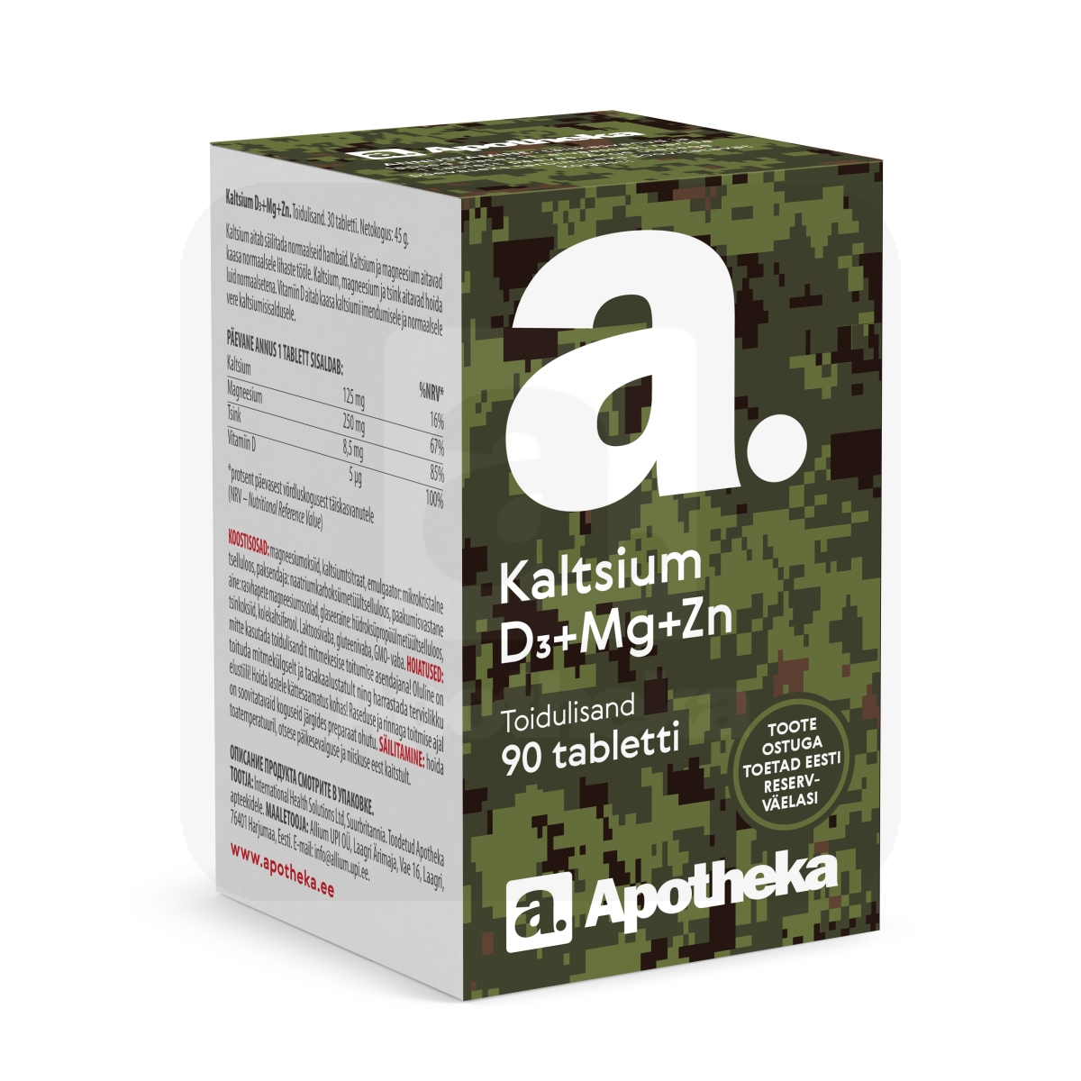 A. KALTSIUM+D3+MG+ZN TABLETID N90 - Tootepilt 1