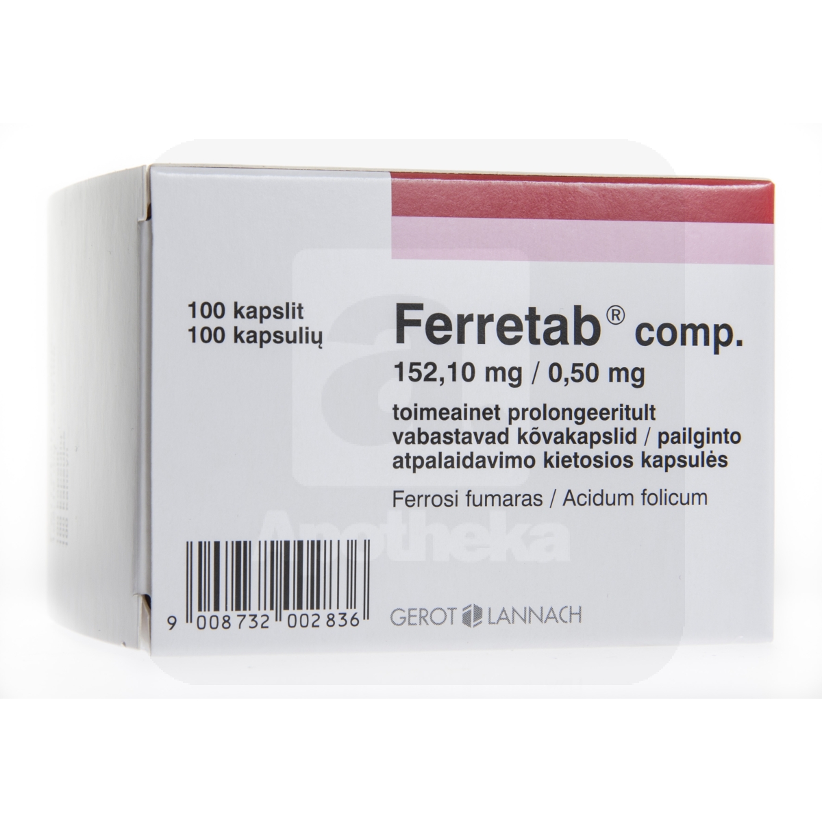 FERRETAB COMP PROLONG CAPS 152,1MG+0,5MG N100 - Tootepilt