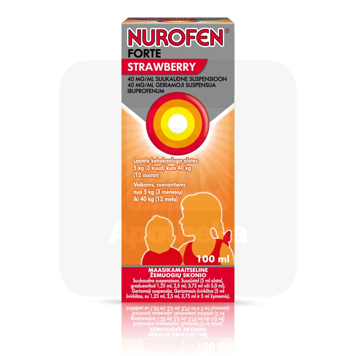 NUROFEN FORTE STRAWBERRY SUUKAUDNE SUSP 40MG/ML 100ML - Tootepilt