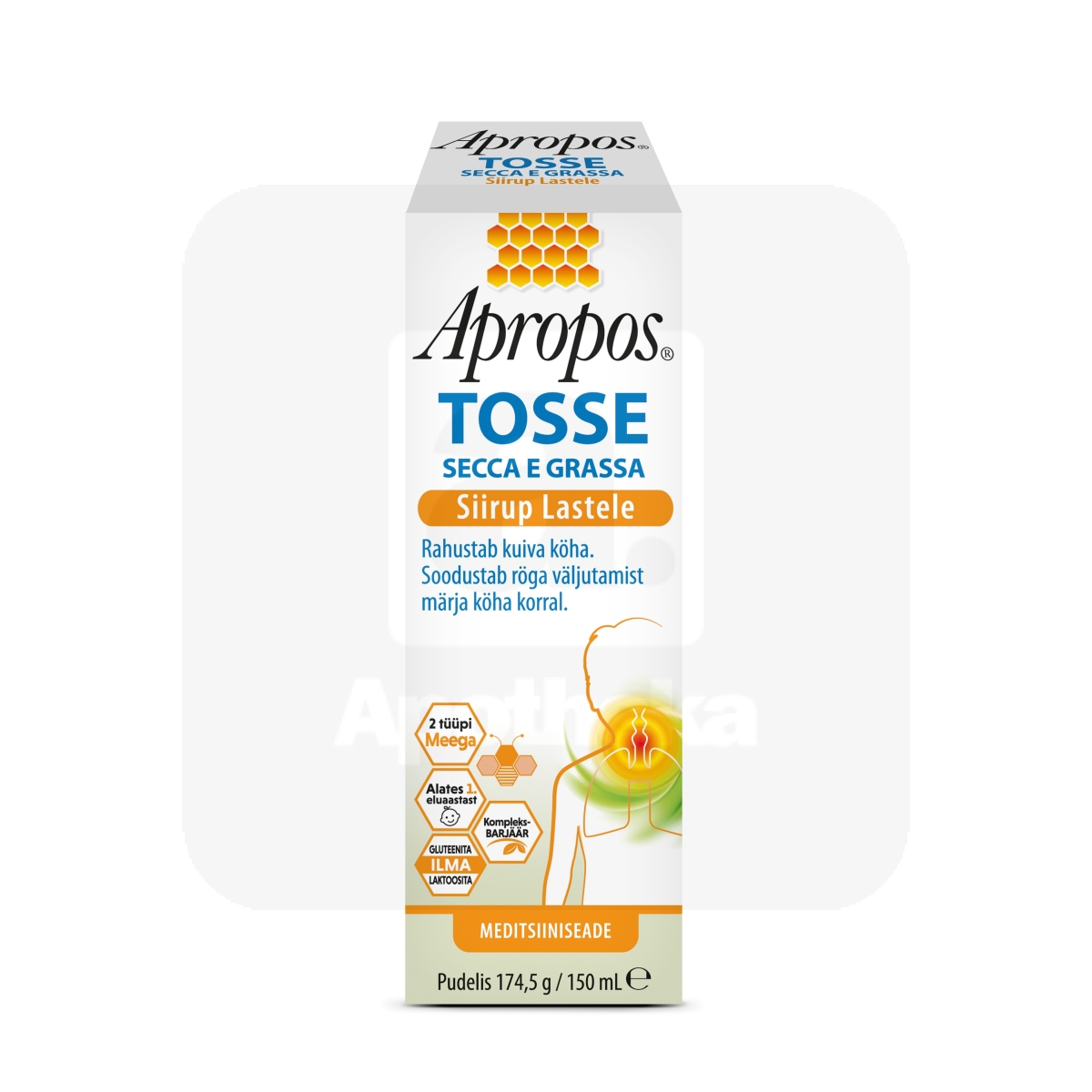 APROPOS TOSSE KÖHASIIRUP LASTELE 150ML - Tootepilt