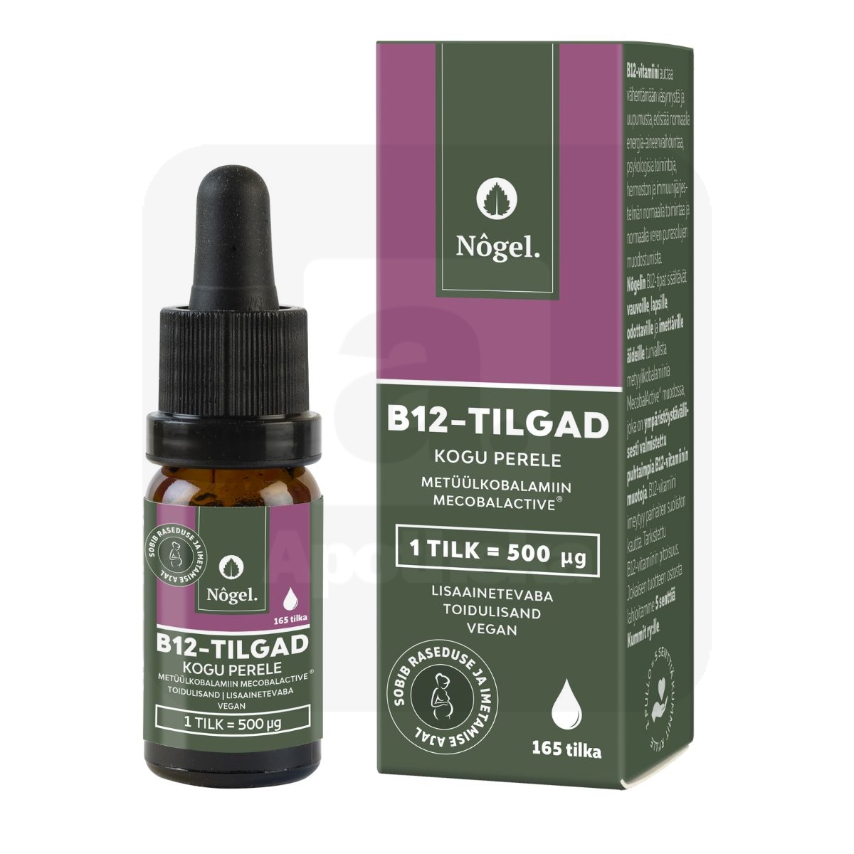 NÕGEL B12 VITAMIINI TILGAD KOGU PERELE 500MCG/TILGAS 10ML - Tootepilt