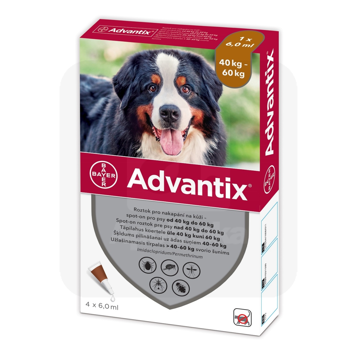 ADVANTIX TÄPILAHUS 500MG+100MG/ML 6,0ML N4 (>40-60KG) - Tootepilt