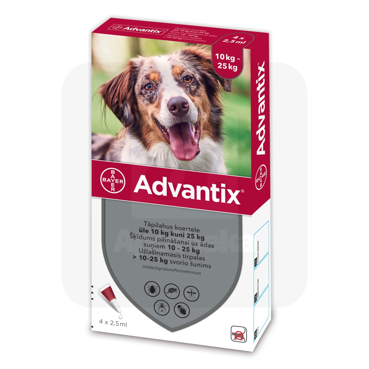 ADVANTIX TÄPILAHUS 500MG+100MG/ML 2,5ML N4 (>10-25KG) - Tootepilt