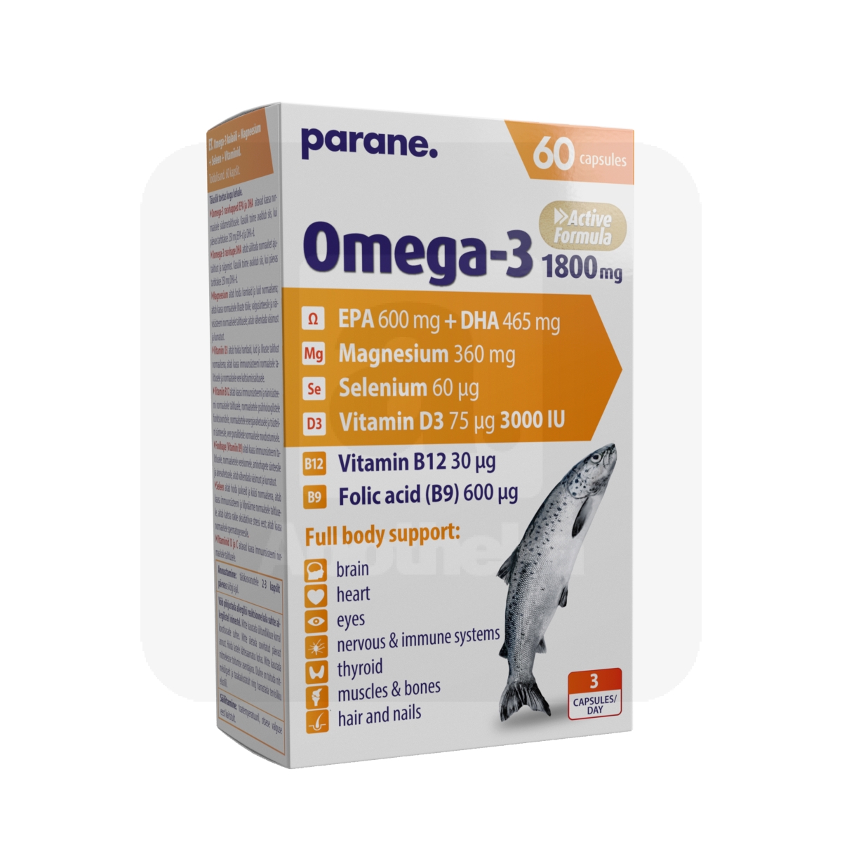 OMEGA-3+MAGNEESIUM+SE+D3 PARENE CAPS N60 - Tootepilt