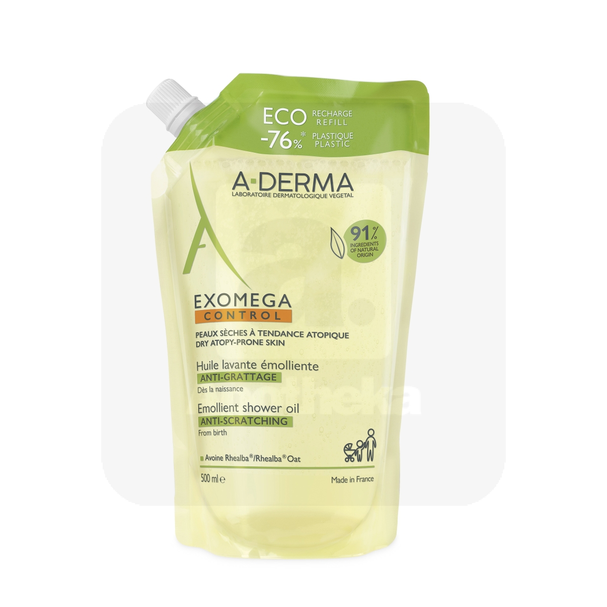 A-DERMA EXOMEGA CONTROL DUSHIÕLI TÄITEPAKEND 500ML - Tootepilt