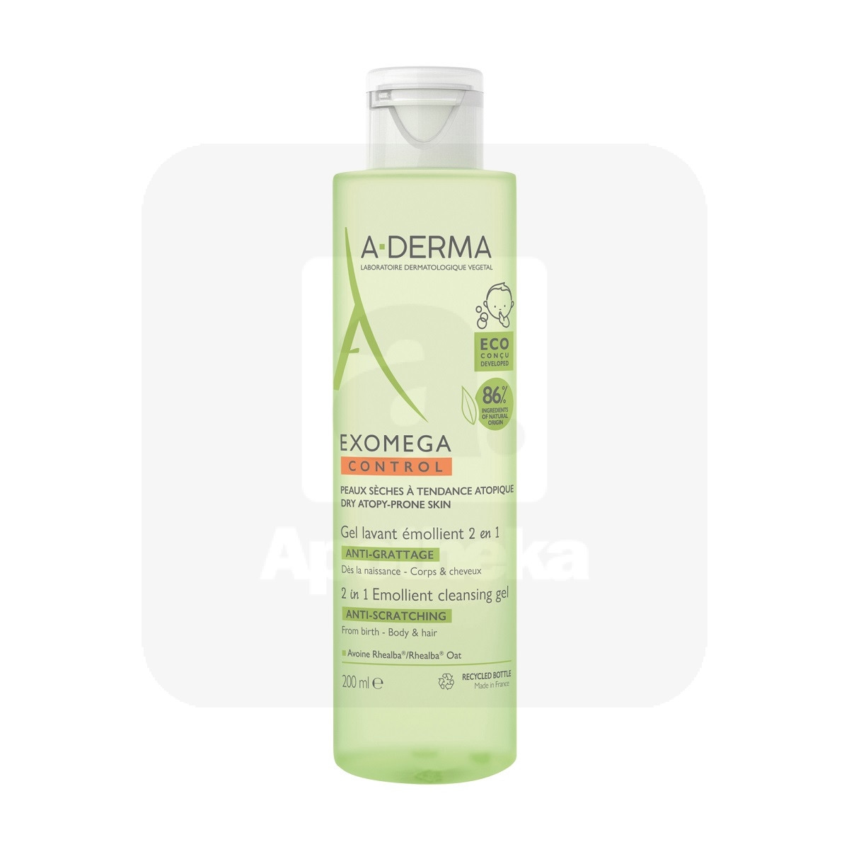 A-DERMA EXOMEGA CONTROL PESEMISGEEL KEHALE JA JUUSTELE 200ML - Tootepilt 1