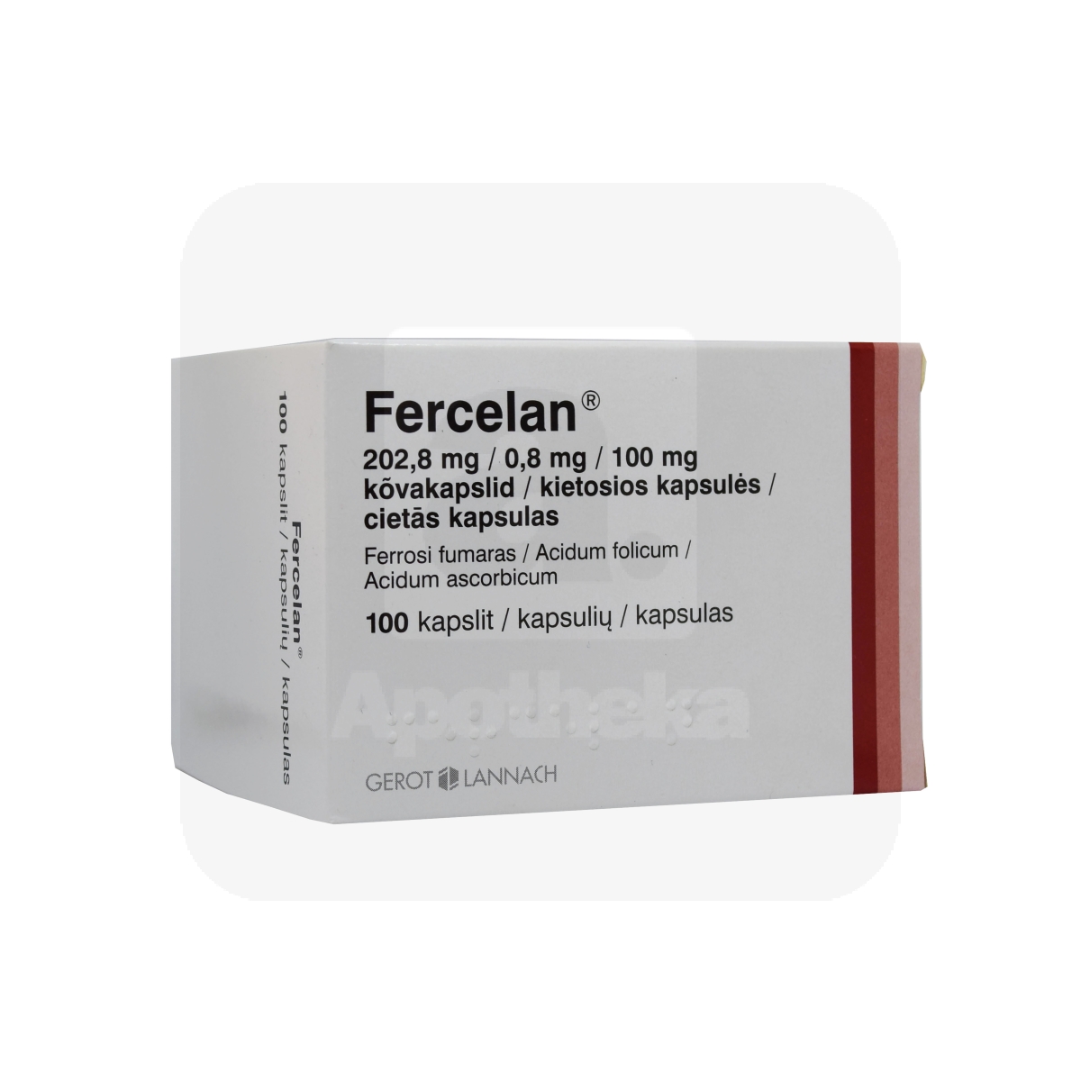 FERCELAN KAPSEL 202,8MG+0,8MG+100MG N100 - Tootepilt