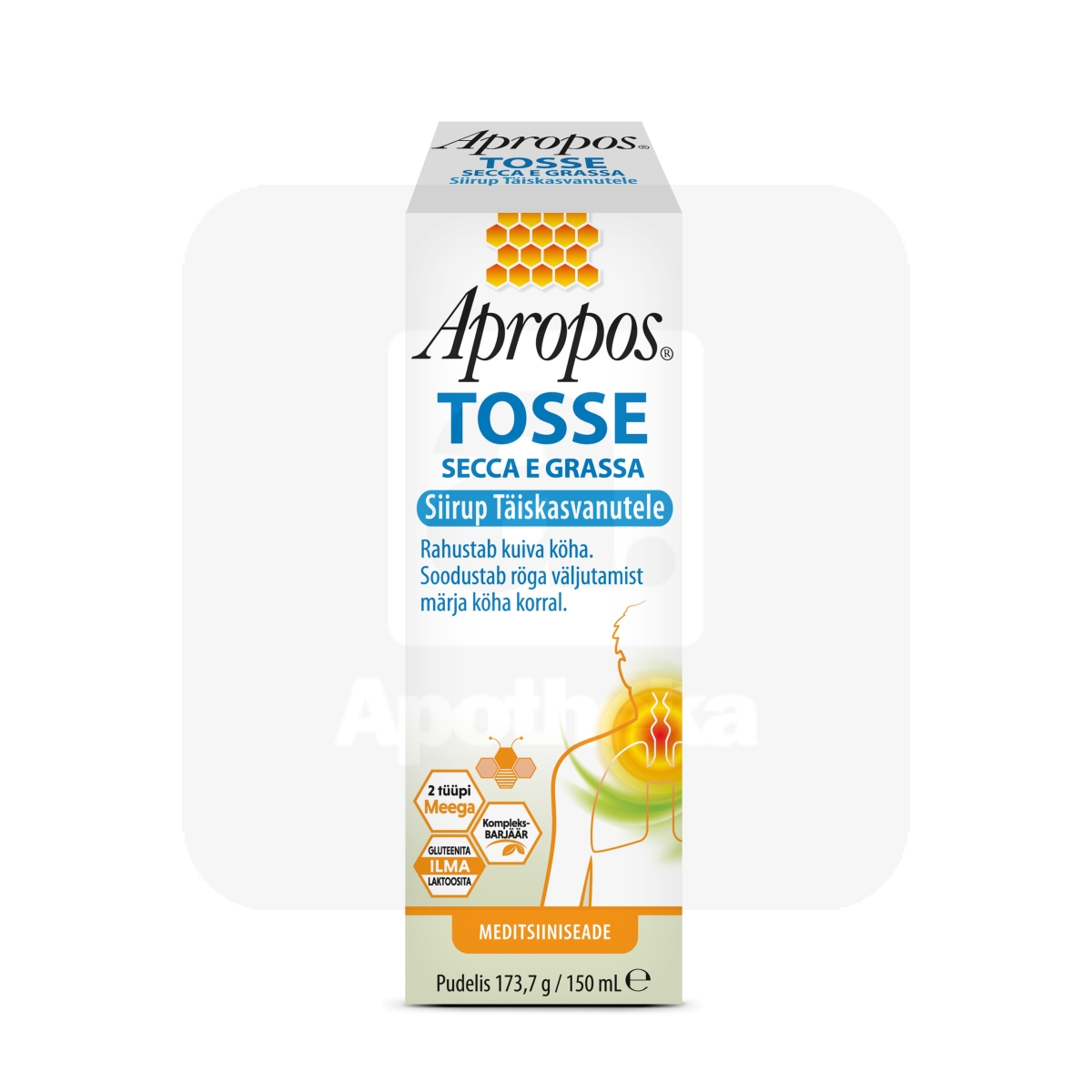 APROPOS TOSSE KÖHASIIRUP TÄISKASVANUTELE 150ML - Tootepilt