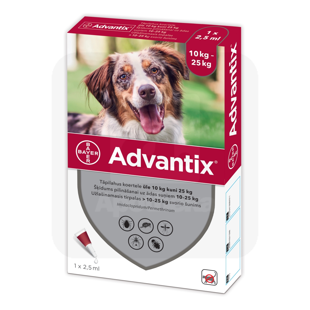 ADVANTIX TÄPILAHUS 500MG+100MG/ML 2,5ML N1 (>10-25KG) - Tootepilt