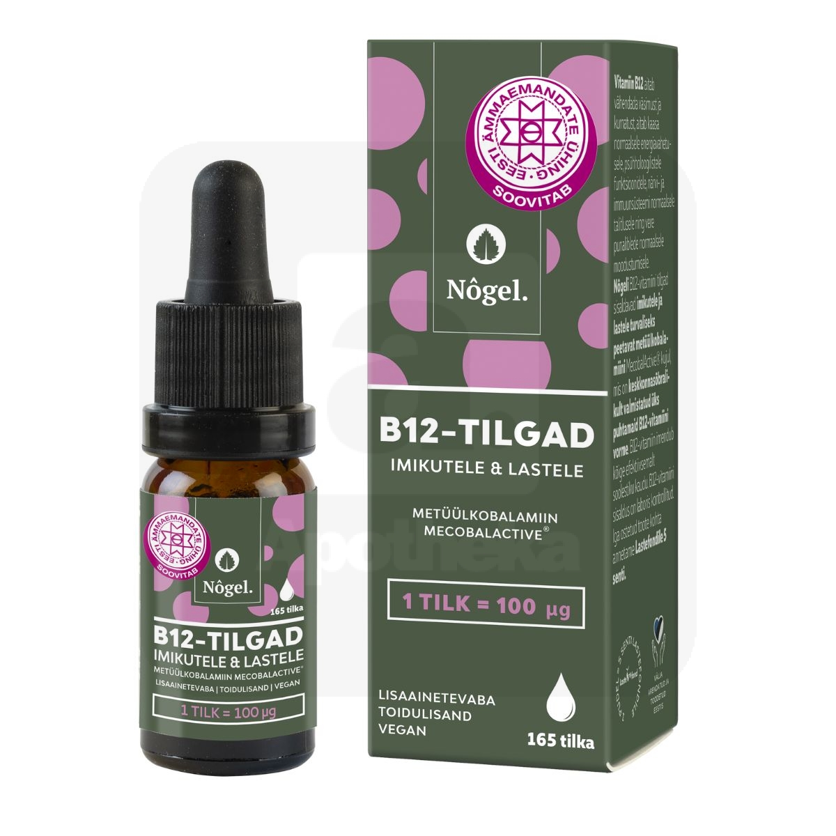 NÕGEL B12 VITAMIINI TILGAD IMIKUTELE 100MCG/TILGAS 10ML