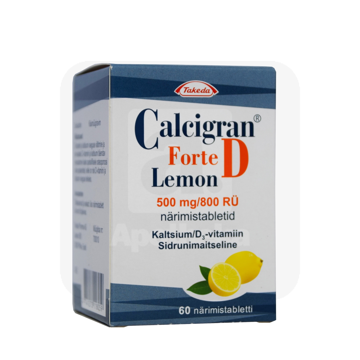 CALCIGRAN FORTE D LEMON NÄRIMISTBL 500MG+800RÜ N60 - Tootepilt