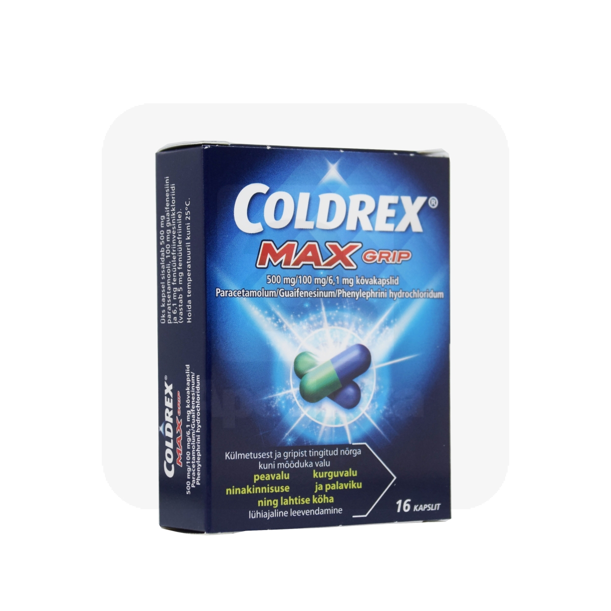 COLDREX MAXGRIP KÕVAKAPSEL  500MG+100MG+6,1MG N16 - Tootepilt