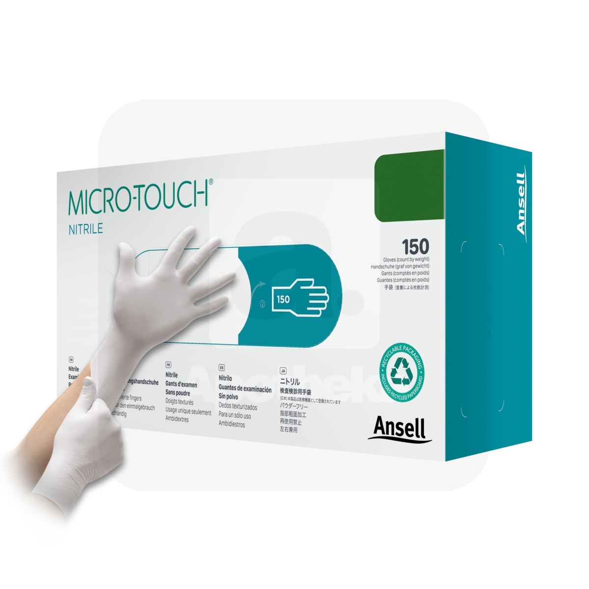 KINDAD MICRO-TOUCH NITRILE WHITE PF PROTS XS N150 - Tootepilt