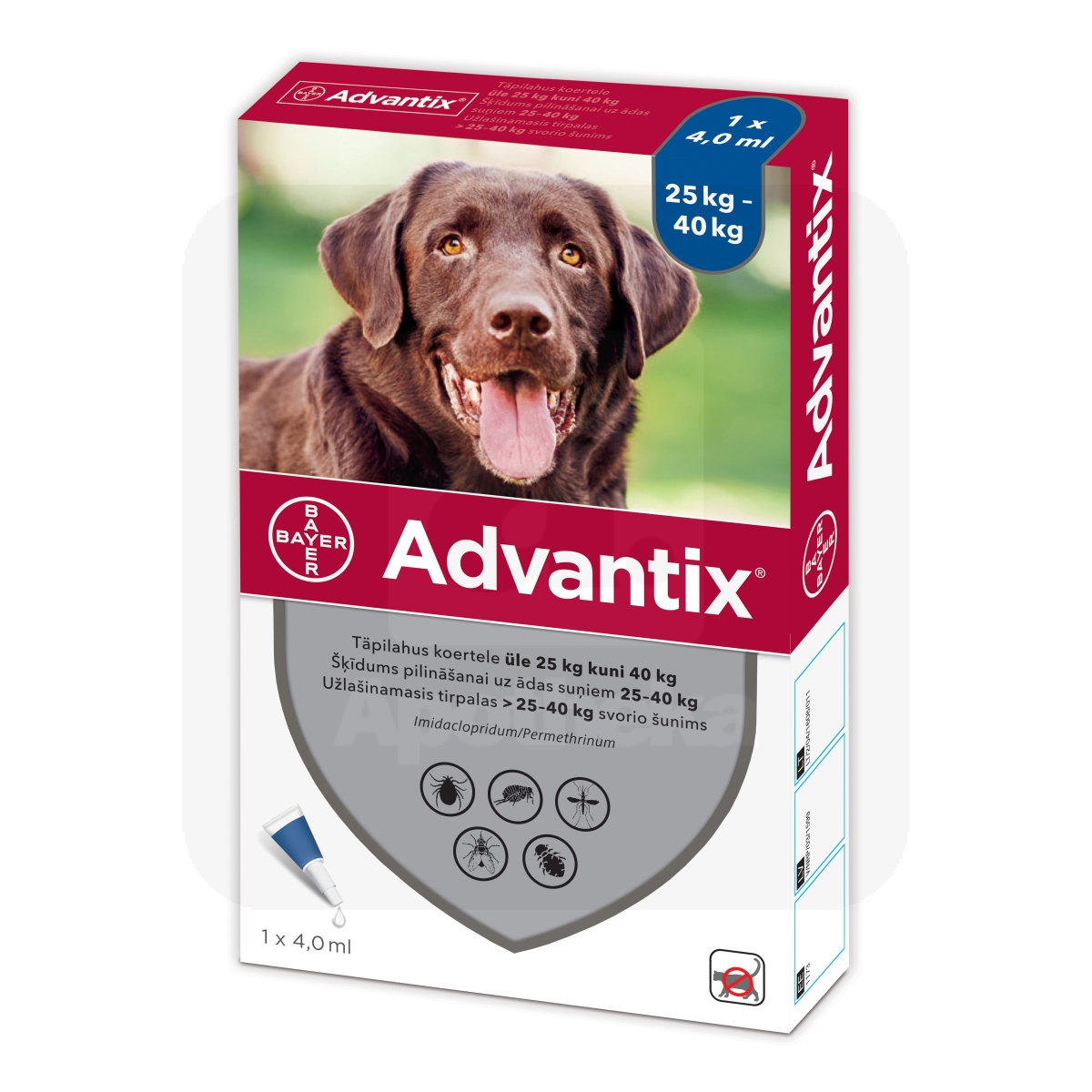 ADVANTIX TÄPILAHUS 500MG+100MG/ML 4,0ML N1 (>25-40KG) - Tootepilt