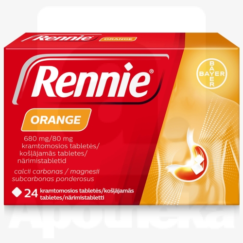 RENNIE ORANGE NÄRIMISTBL 680MG+80MG N24